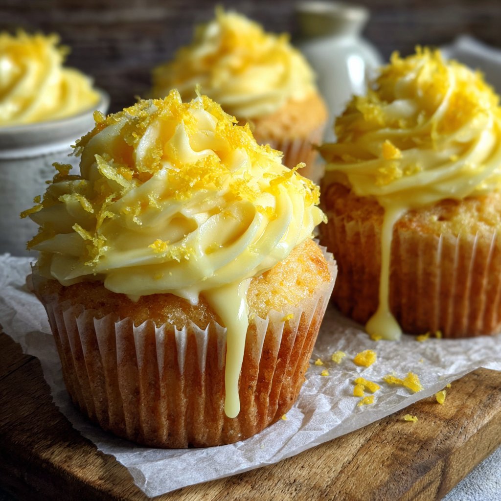Zingy Lemon Sorbet Cupcakes