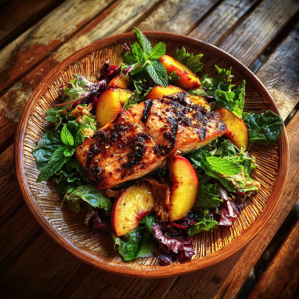 Grilled Peach Salmon Salad