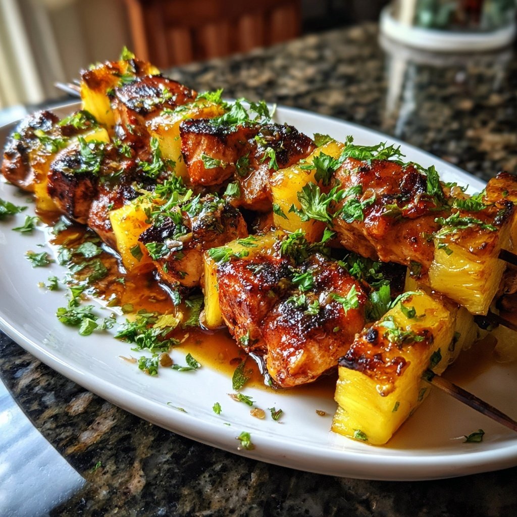 Pineapple Ginger Salmon Kebabs